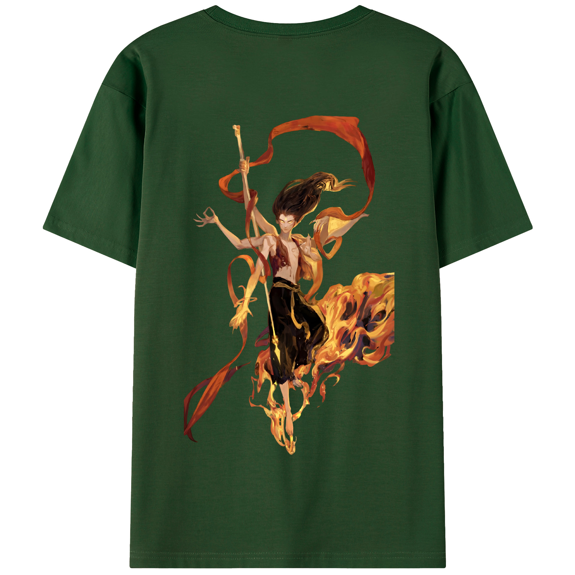 （画像用） Ne Zha 2 ナタ 魔童の大暴れ 綿100％半袖Tシャツ（背面プリント）